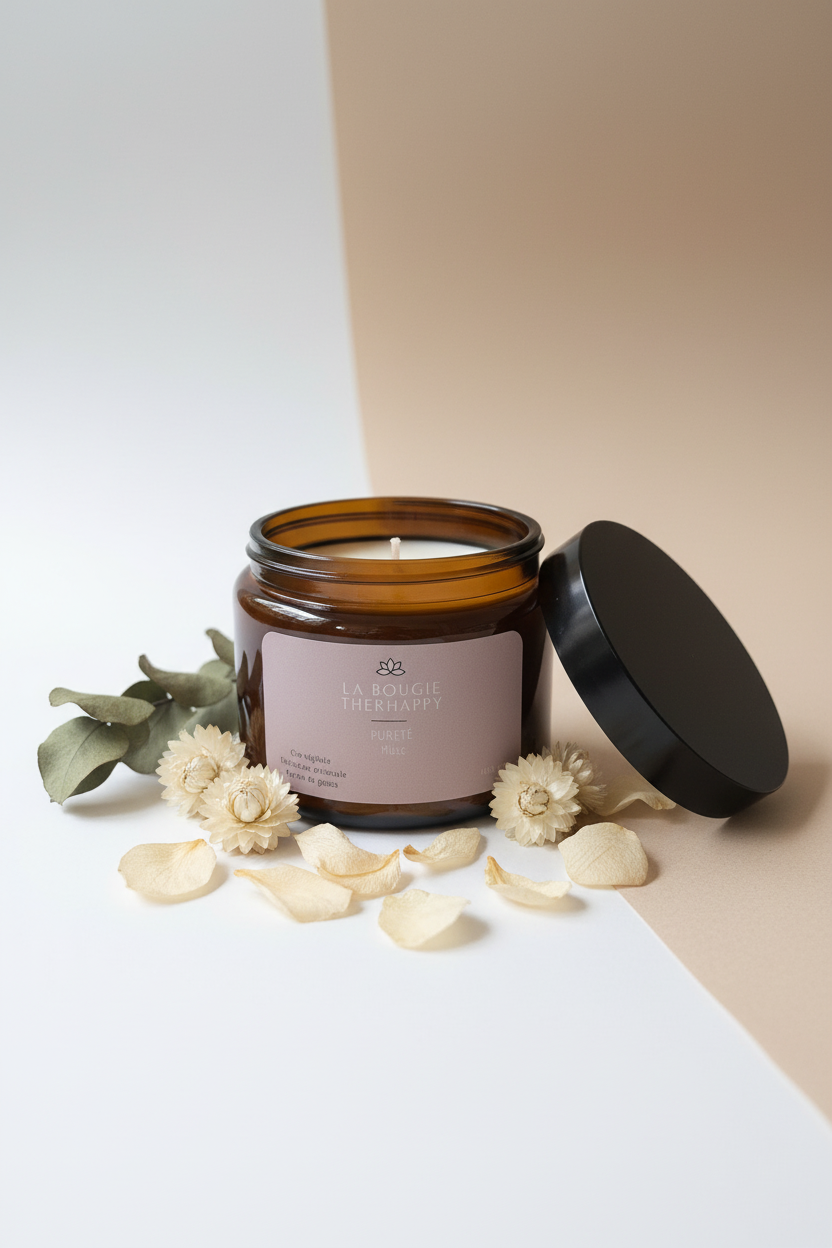 Bougie Pureté - couvercle ouvert