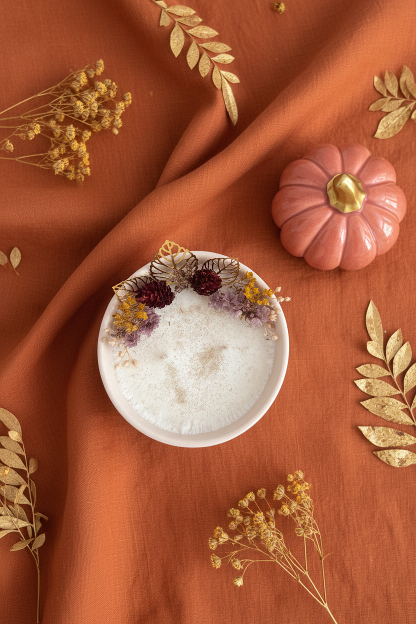 La Cueillette Sauvage – vue du dessus nappe terracotta